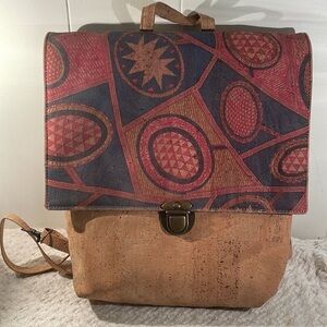 ATELIER da Cortica Star & Abstract Circular Cork Flap Over Portugal Backpack
